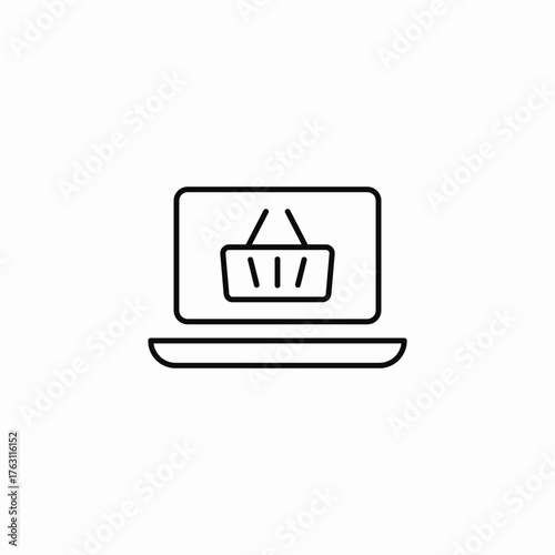 laptop shopping basket icon sign vector
