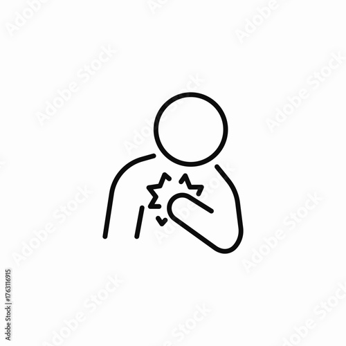 person experiencing chest pain icon sign vector