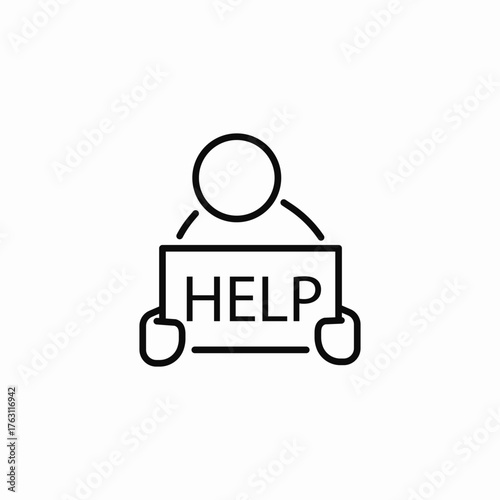 person holding help sign icon sign vector