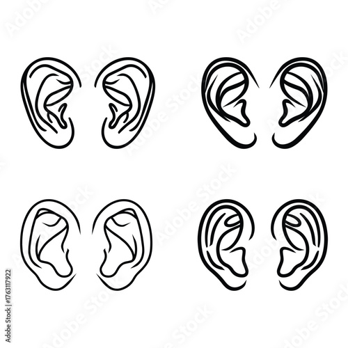 Ear black outline icon human health sound nose design.