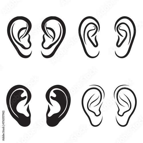 Ear black outline icon human health sound nose design.