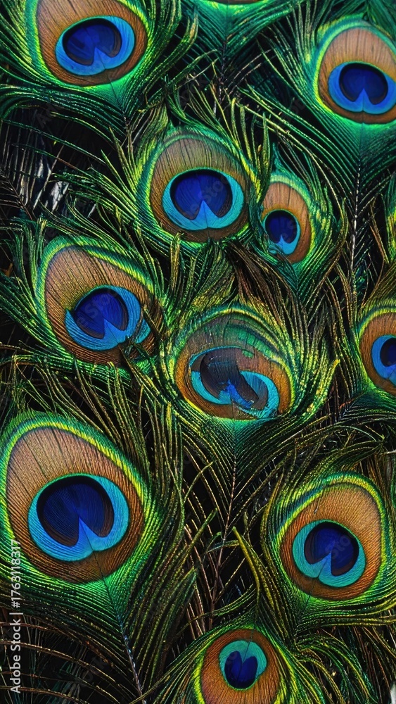 Obraz premium Close-up of vibrant peacock feathers