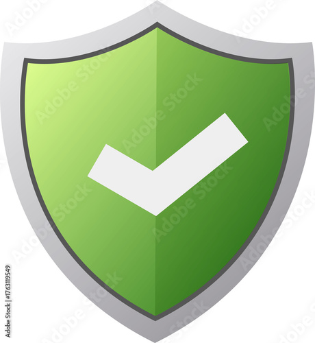 Green Security Shield with White Checkmark Icon - Verified Protection Symbol - Generated by AI