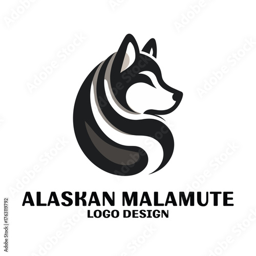 Alaskan Malamute Vector Logo Design