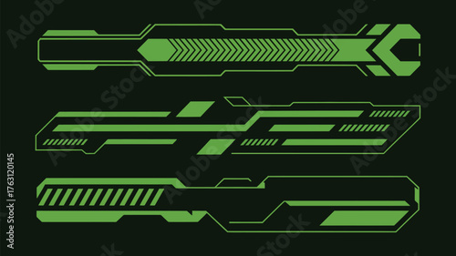 Green Racing Stripes Vector Collection,  Dynamic sport decal designs, linear vinyl elements, and sleek automotive graphics ideal for racing car wraps, speed themes, and modification projects.