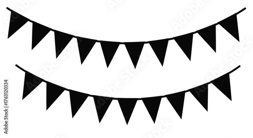 A simple illustration of two black pennant banners party decorations