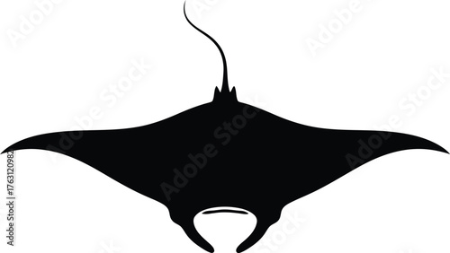 Majestic manta ray silhouette gracefully gliding through ocean depths iconic marine life symbol flat design vector illustration isolated on transparent background