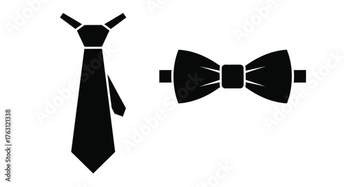 Black tie and bow tie illustration on a plain white background