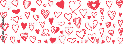 Red hearts pixel art vactors