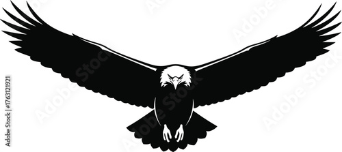Majestic bald eagle soaring with wings spread wide majestic bird of prey icon flat design vector illustration isolated on transparent background