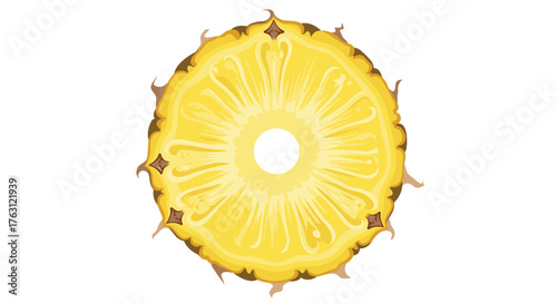 A cross section of a pineapple with a hole in the middle on a plain white background image art