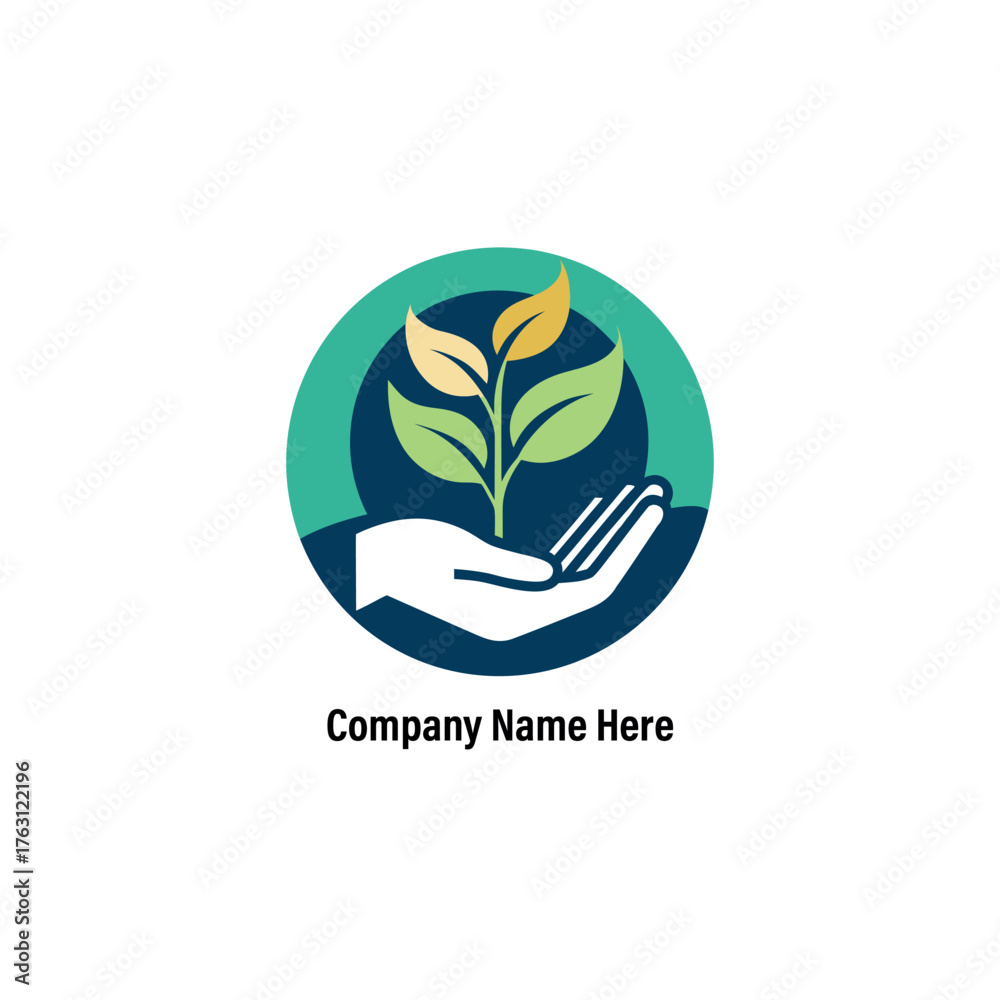 Fototapeta premium Hand holding plant logo design vector