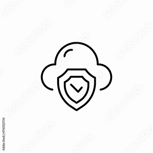 cloud data protection icon sign vector