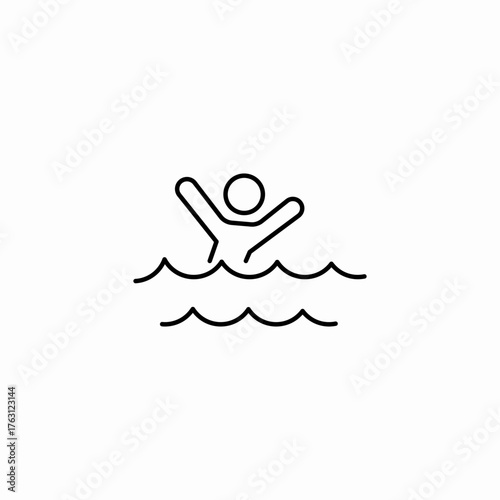 drowning person in water icon sign vector