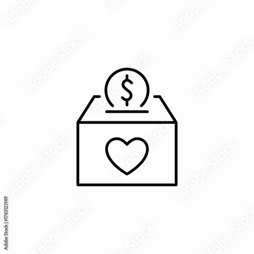 donation box heart icon sign vector