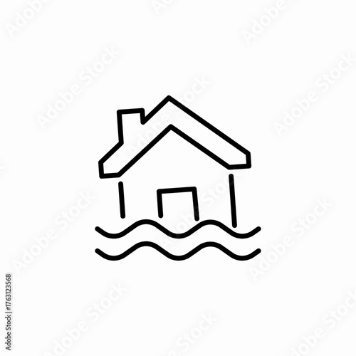 flood house insurance icon sign vector