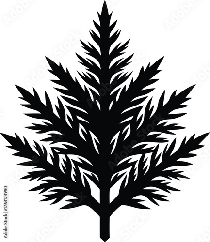 cedar branch icon silhouette vector illustration