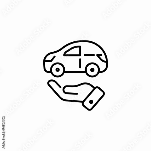 hand holding car icon sign vector