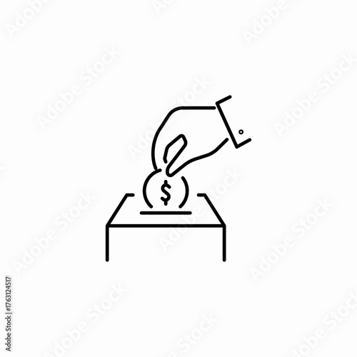hand donating coin icon sign vector