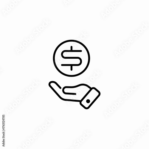 hand receive money icon sign vector