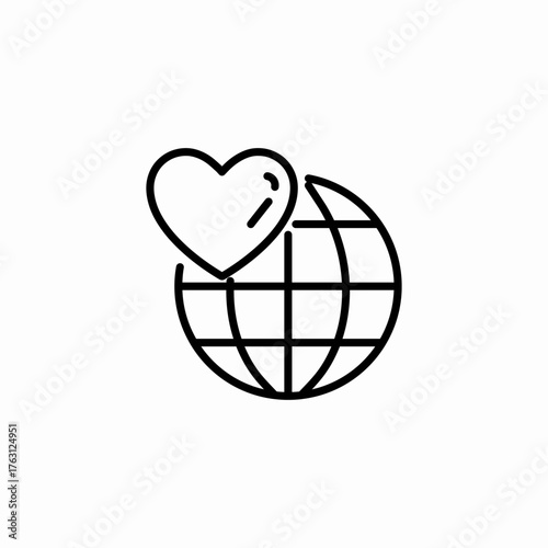 heart above globe icon sign vector