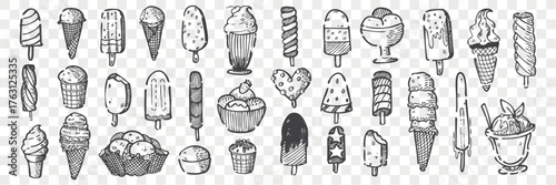 Assorted ice cream sketches collection