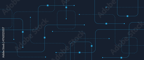 Abstract digital AI circuit board background with tech icons. Digital technology motherboard texture design. Engineering circuit board concept for poster, header, banner, website, presentation