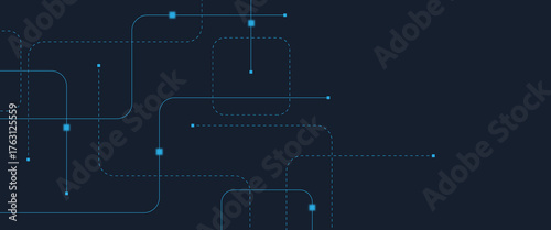 Abstract digital AI circuit board background with tech icons. Digital technology motherboard texture design. Engineering circuit board concept for poster, header, banner, website, presentation