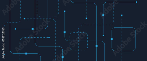 Abstract digital AI circuit board background with tech icons. Digital technology motherboard texture design. Engineering circuit board concept for poster, header, banner, website, presentation