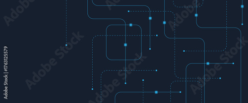 Abstract digital AI circuit board background with tech icons. Digital technology motherboard texture design. Engineering circuit board concept for poster, header, banner, website, presentation