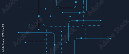 Abstract digital AI circuit board background with tech icons. Digital technology motherboard texture design. Engineering circuit board concept for poster, header, banner, website, presentation