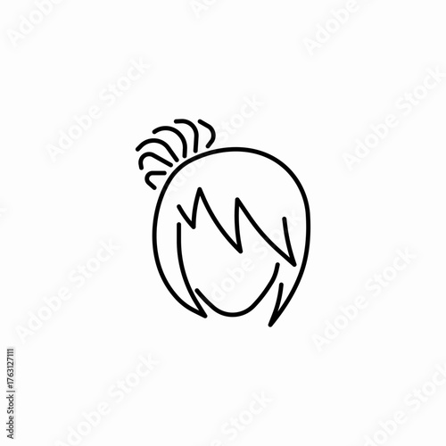 spiky fringe ponytail up icon sign vector