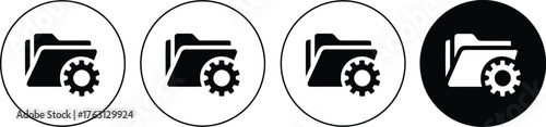 Minimalist File Folder Icon Design with Cogwheel - Customizable Settings and Configuration