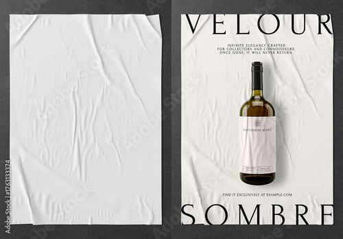 Elegant Wine Bottle Advertisement Design Mockup PSD With Generative AI