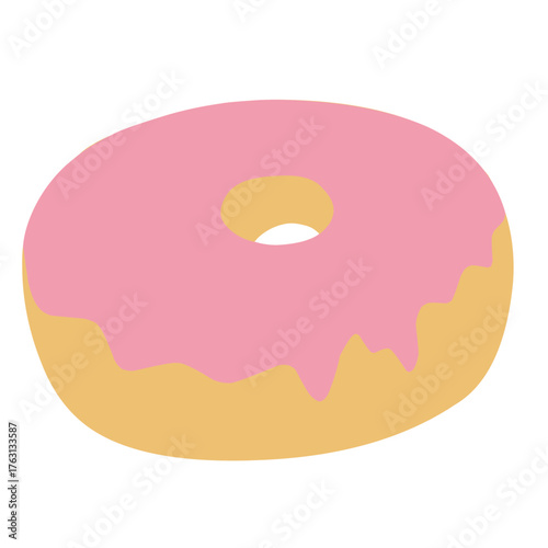 Vector illustration of donut with melting strawberry glazed on the top, perfect for dessert element, complete your food design