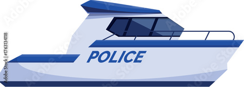 Modern police patrol boat safeguarding coastal waters, maintaining order, and responding to emergencies