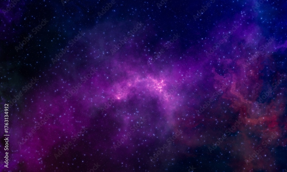 Fototapeta premium Vibrant purple nebula and star field in deep space