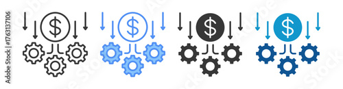 Operational Cost Icon Set Multiple Style Collection