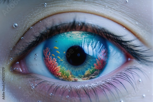 Eye with iris as an underwa...