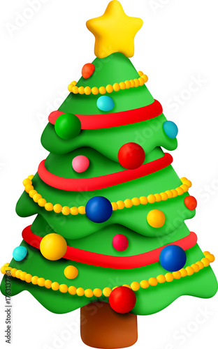 Wallpaper Mural Cute green 3d Christmas tree Torontodigital.ca