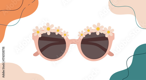 Chic sunglasses with delightful floral accents and trendy abstract shapes for summer style and creative designs