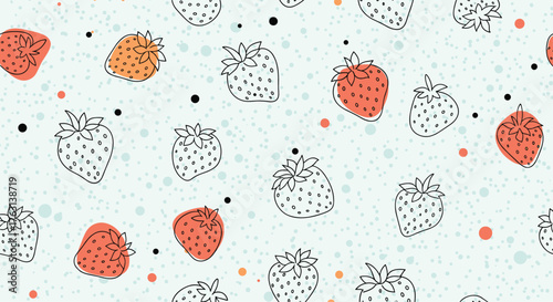 Cheerful strawberry pattern perfect for summer designs and playful backgrounds, bringing a fresh, vibrant feel to any project
