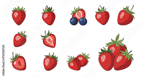 Fresh strawberries and blueberries for healthy eating and delicious desserts, a vibrant burst of summer flavor, enjoy the sweetness