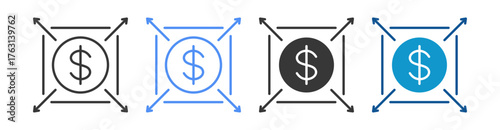 Cost Icon Set Multiple Style Collection