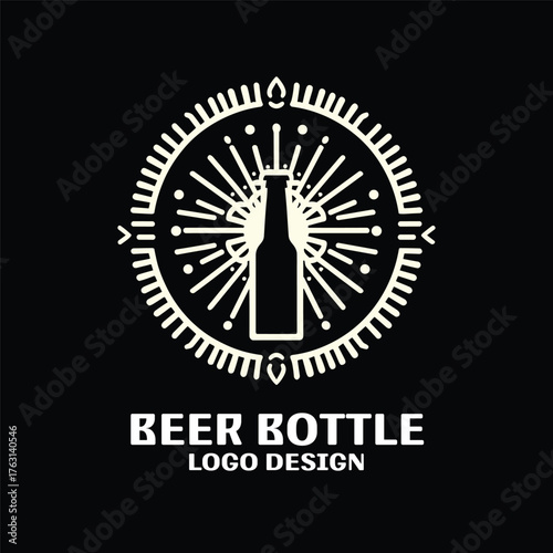 Beer Bottle Vector Logo Design