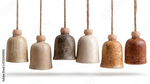 Ceramic bell chime isolated on white background