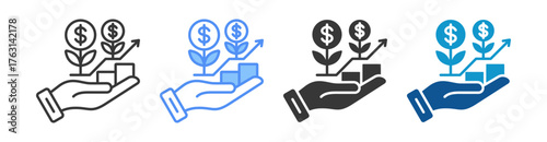 Profit Growth Icon Set Multiple Style Collection
