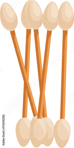 Group of cotton buds with orange stick forming an abstract pattern, ideal for hygiene and healthcare concepts