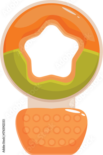 Colorful baby teether toy with star shape designed for soothing sore gums during teething period