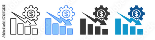 Depreciation Icon Set Multiple Style Collection